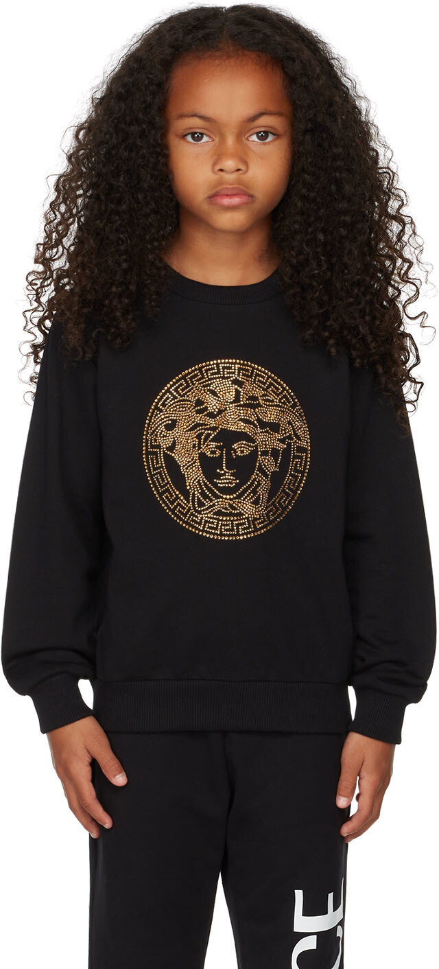 

Детская черная толстовка с кристаллами Medusa Crystal Versace, Черный