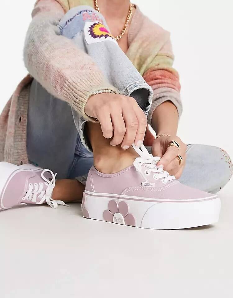 

Кроссовки Vans Authentic Stackform с большими цветами, сиреневый