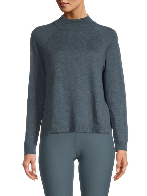 

Льняной хлопковый топ с воротником-воронкой Eileen Fisher Grey