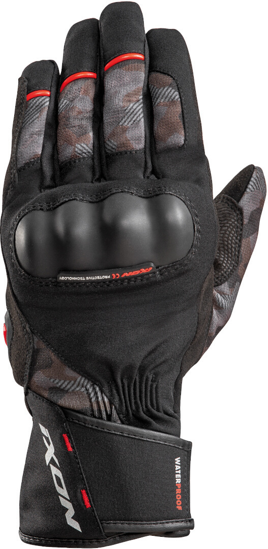 Перчатки Ixon Pro Russel Camo для мотоцикла, черно-красные