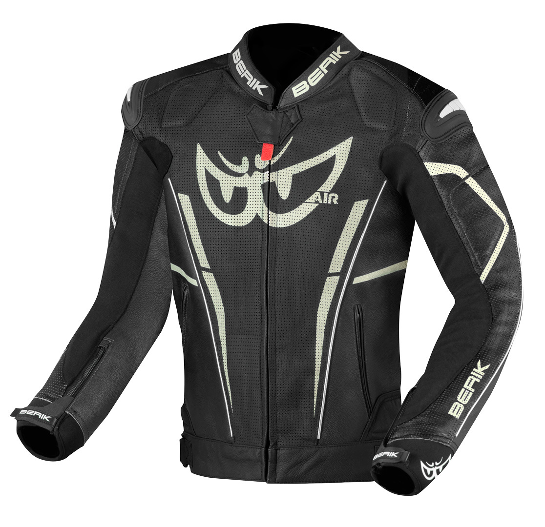 Мотоциклетная кожаная куртка Berik Street Pro Evo с регулируемой талией и манжетами, черный/белый кожаная куртка zara белый