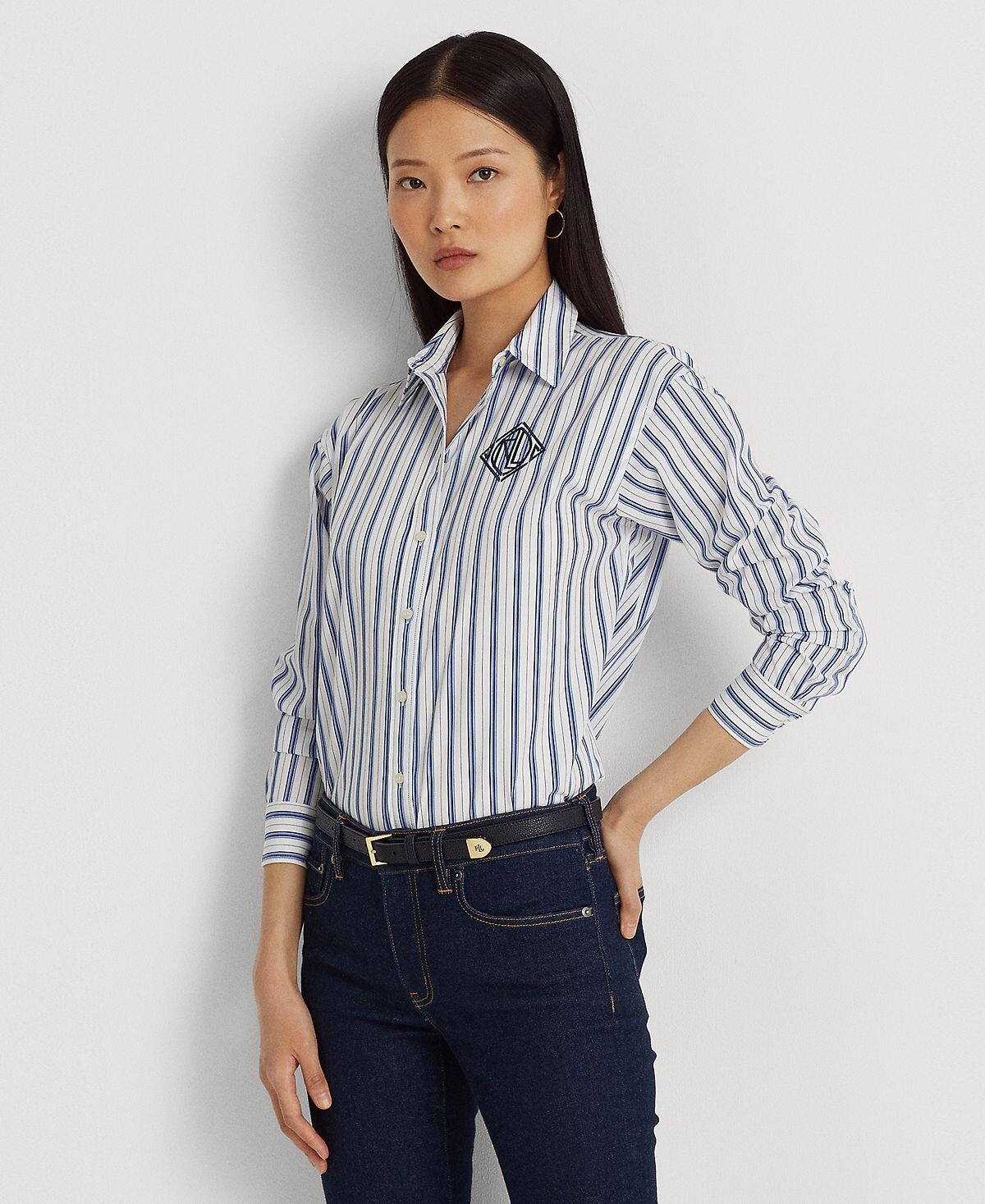 

Женская полосатая рубашка из хлопкового сукна Lauren Ralph Lauren, мульти