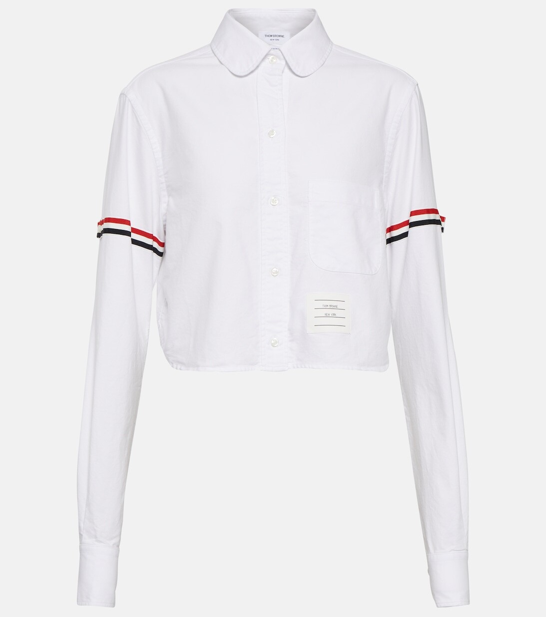 

Укороченная хлопковая рубашка 4-Bar THOM BROWNE, белый