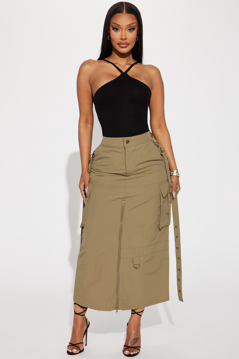 

Юбка Fashion Nova ZDNT310065, оливковый