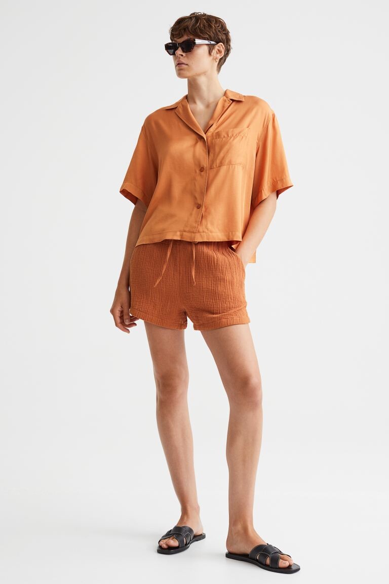 

Хлопковые шорты H&M, ржаво-оранжевый