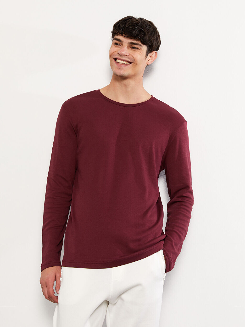 

Мужская футболка с круглым вырезом и длинными рукавами LCW Casual