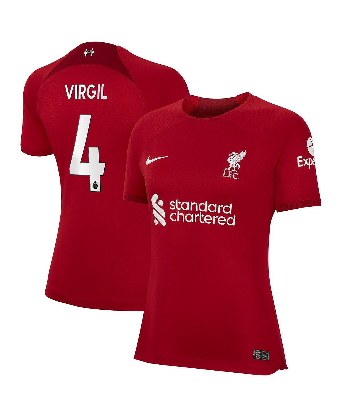 Женская футболка virgil van dijk red liverpool 2022/23 home replica player jersey Nike, красный