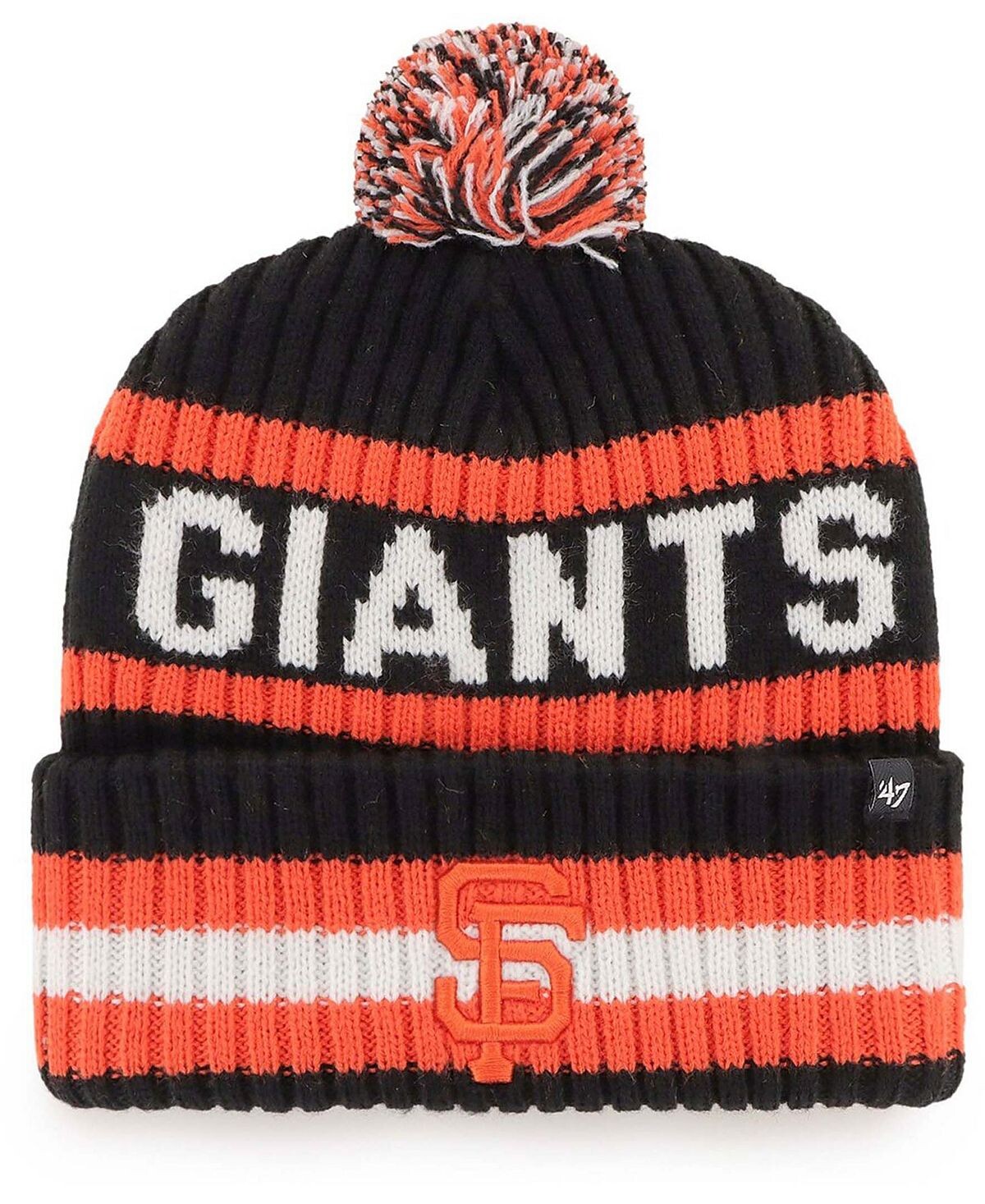 

Мужская черная вязаная шапка San Francisco Giants Bering с манжетами и помпоном '47 Brand