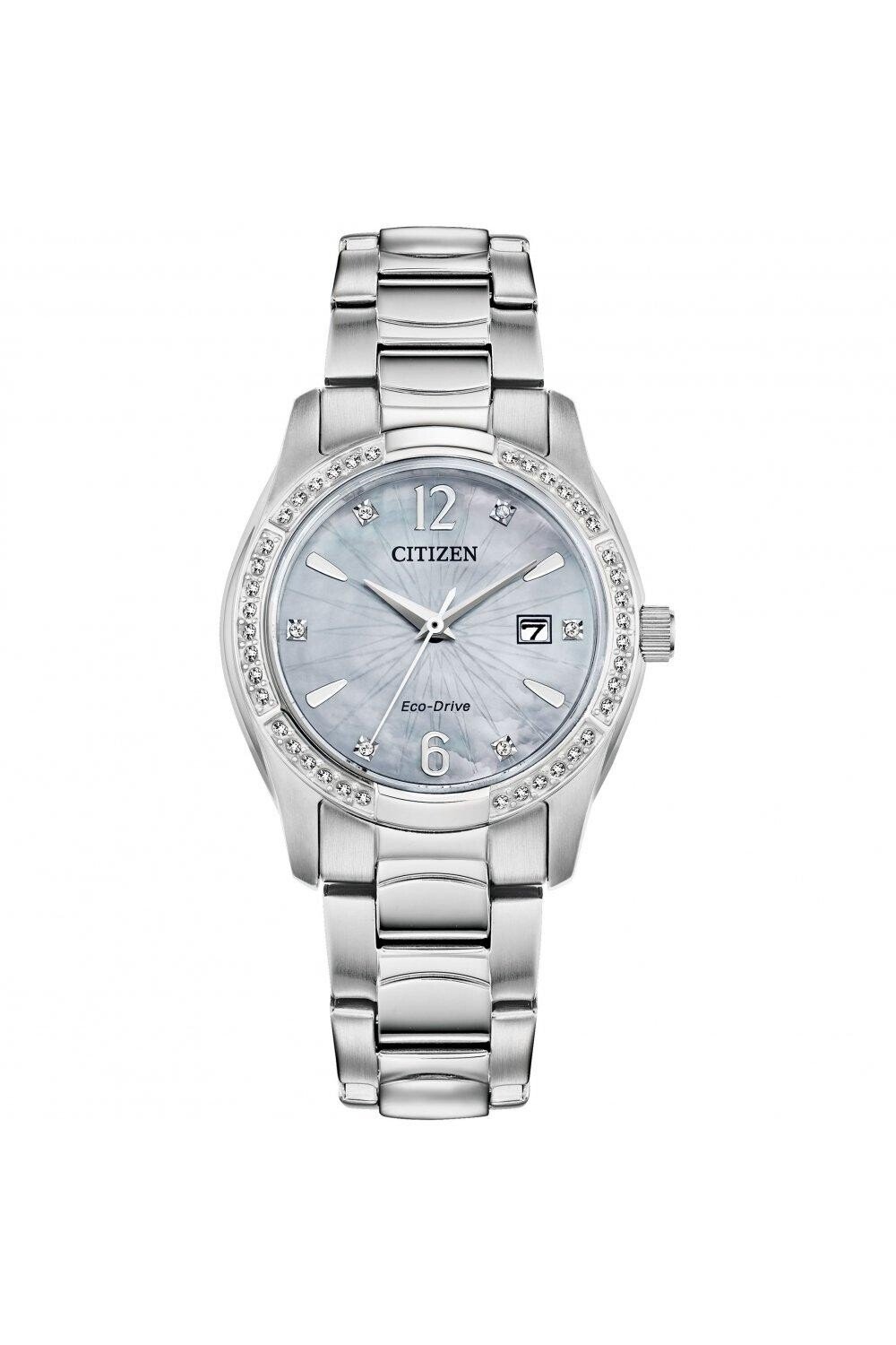 

Классические часы Eco-Drive Crystal Case из нержавеющей стали — Ew2570-58N Citizen, белый