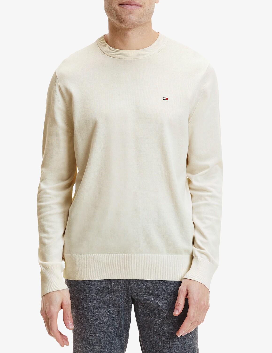 

Хлопковый джемпер с круглым вырезом Tommy Hilfiger, белый