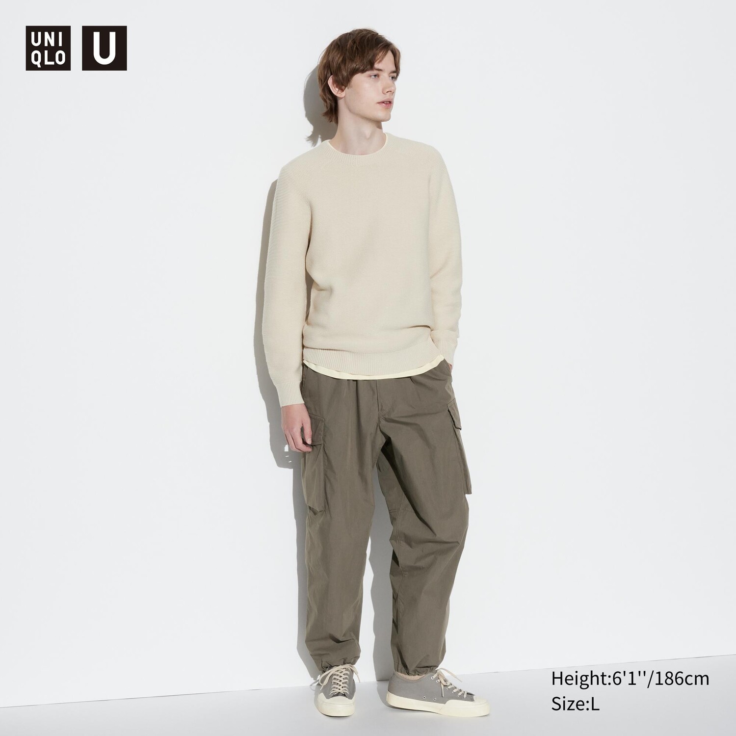 

Брюки UNIQLO парашютного кроя, оливковый, Зеленый