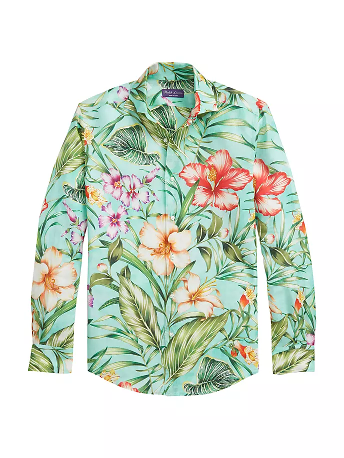 

Рубашка Delano с длинными рукавами в тропическом стиле Ralph Lauren Purple Label, цвет sea glass