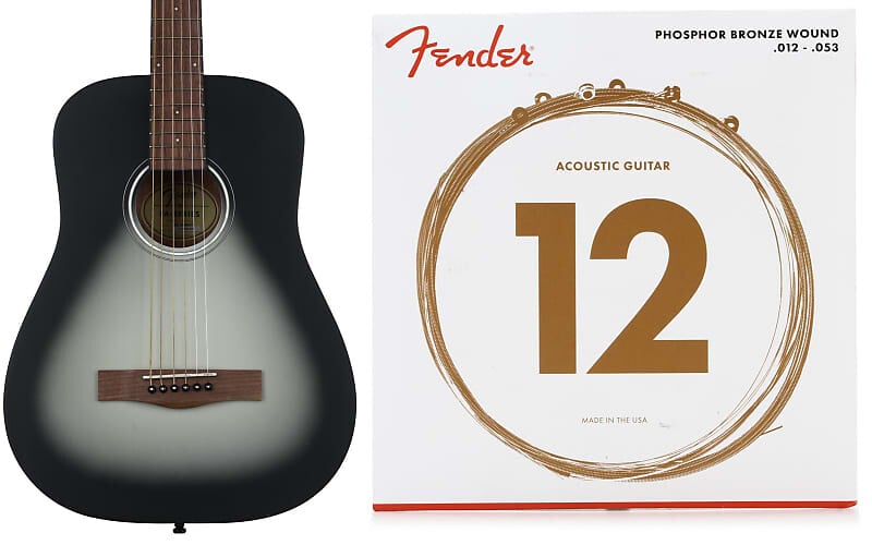 

Стальная акустическая гитара Fender FA-15 в масштабе 3/4 — комплект Moonlight со струнами для акустической гитары Fender 60L из фосфористой бронзы — .012–.053 Light 0971170135=1 0730060403=1