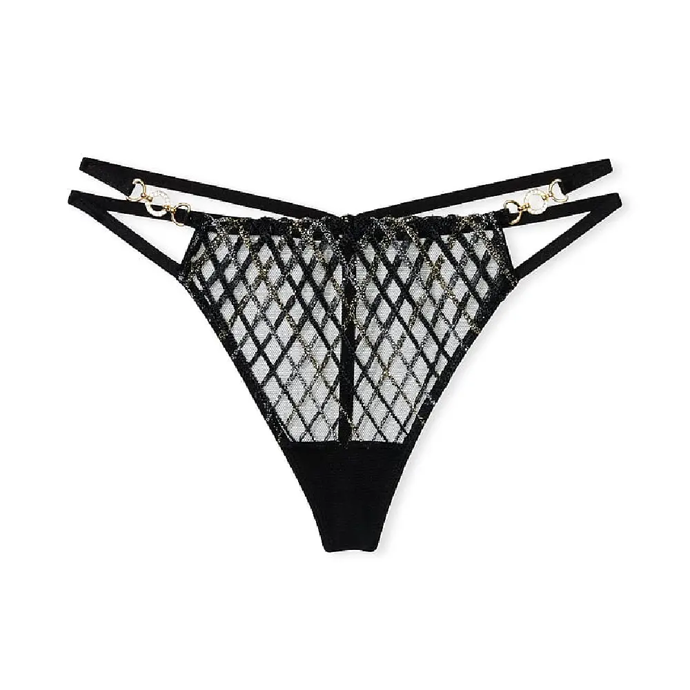 

Трусы Victoria's Secret Very Sexy Shimmer Embroidery Strappy, черный