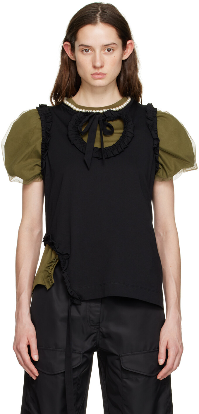 

Черная майка с рюшами Simone Rocha
