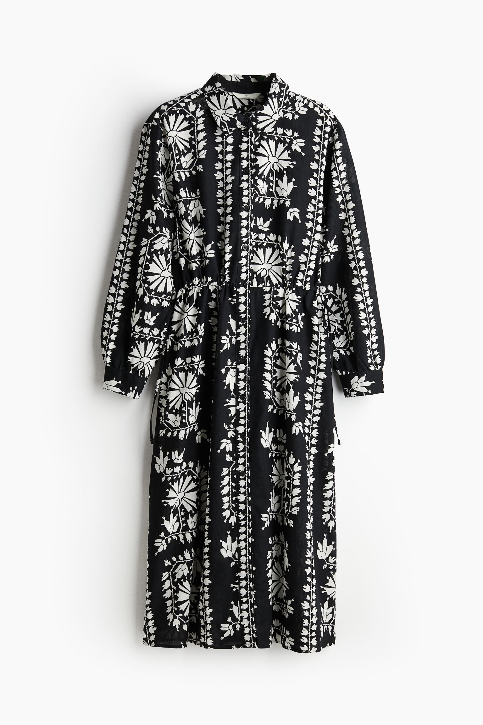 цена Платье-рубашка H&M Linen-blend, черный