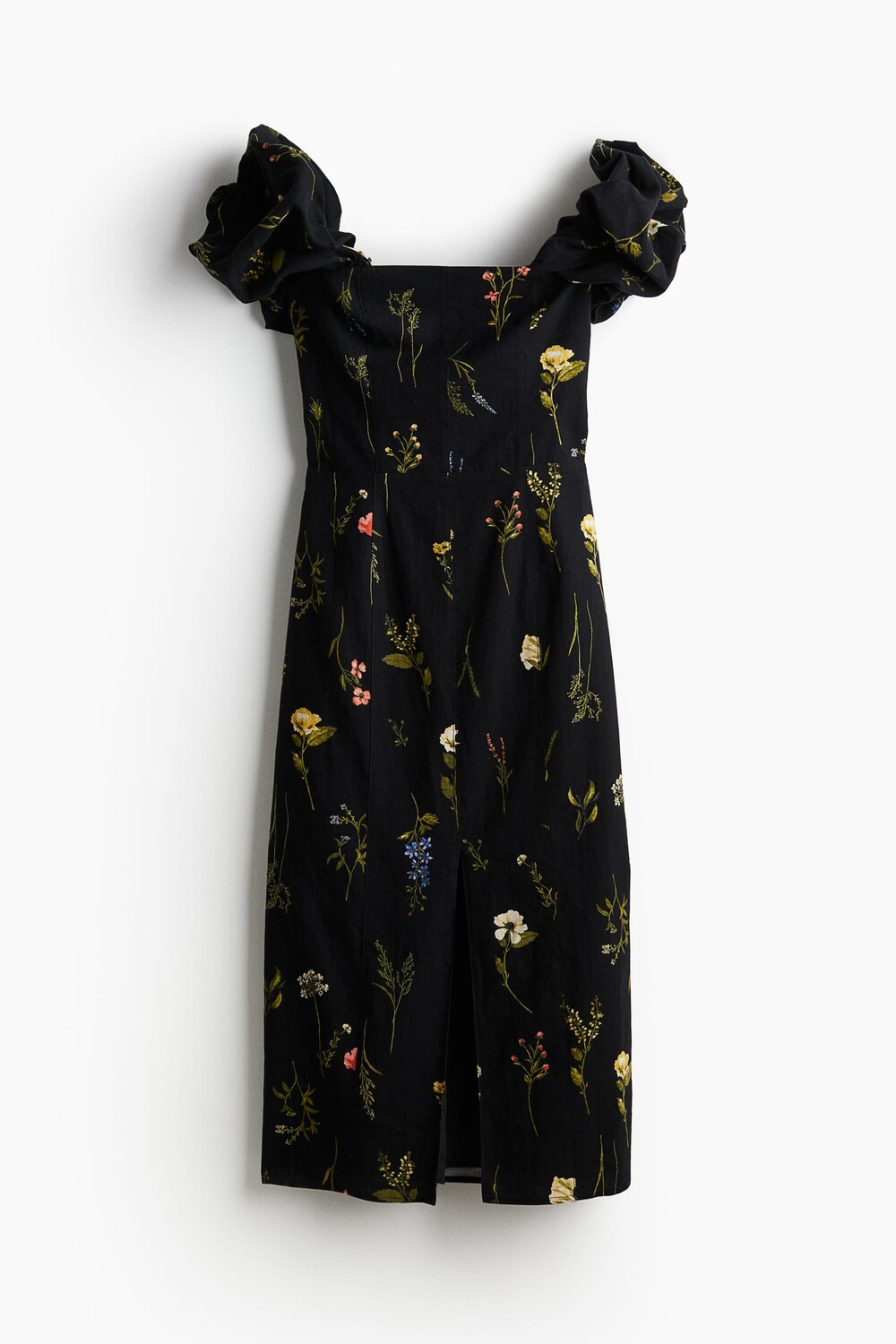 

Платье H&M Linen-blend Off-the-shoulder, черный