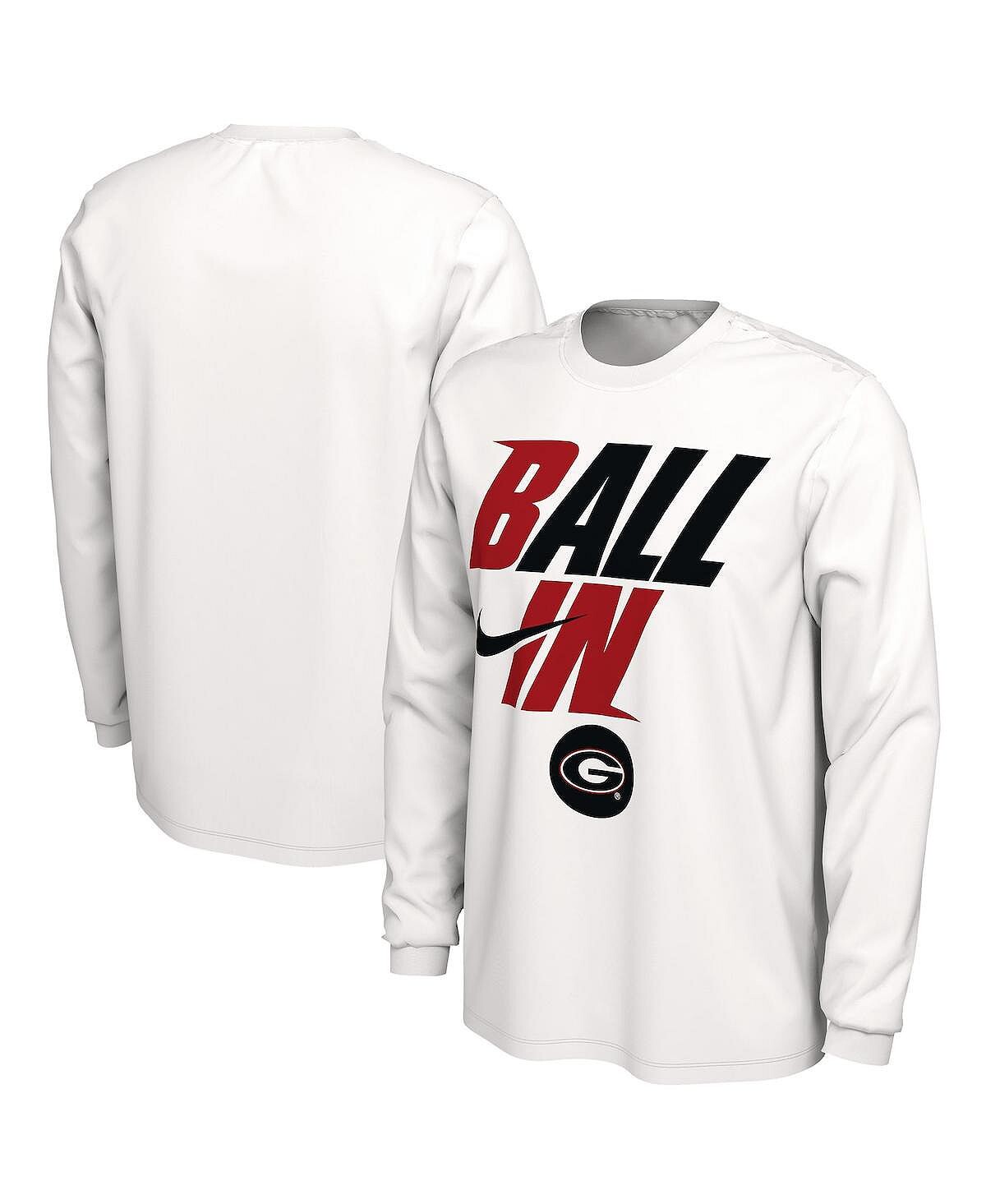 

Мужская белая футболка с длинным рукавом georgia bulldogs ball in bench Nike, белый