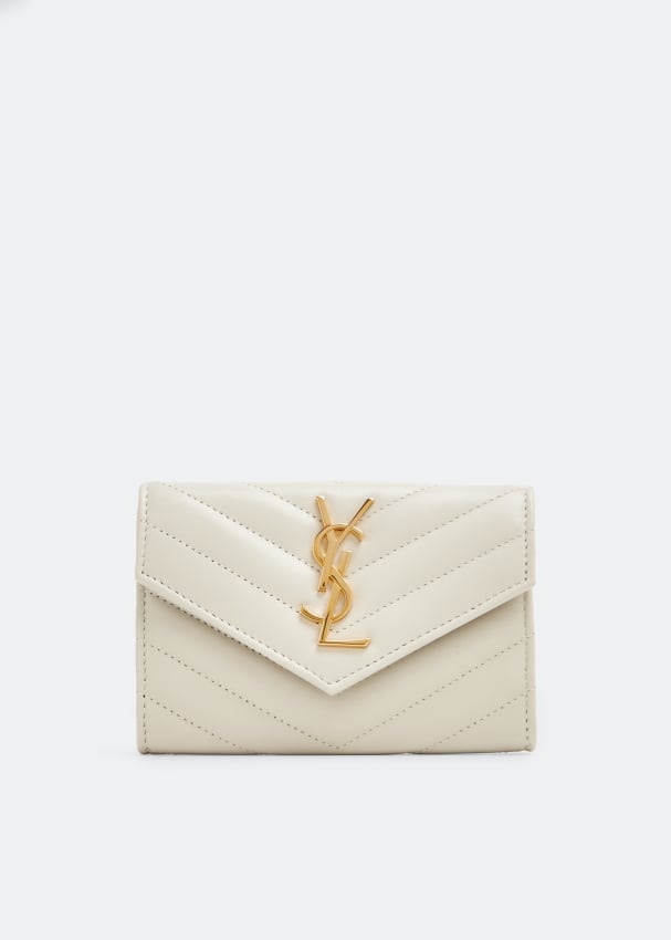 цена Кошелек SAINT LAURENT Cassandre small envelope wallet, белый