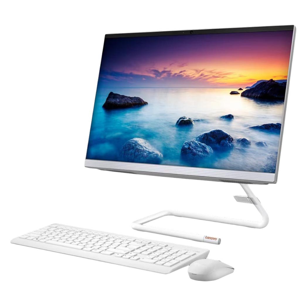 Моноблок Lenovo IdeaCentre, 23.8″ Сенсорный, 8Гб/1.128Тб, i5 10400T, Radeon 625, белый, английская/арабская клавиатура - фото