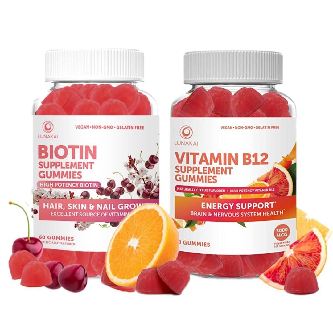 цена Витаминный комплекс Биотин (Витамин В7) + Витамин В12 Lunakai, 60 таблеток + 60 таблеток