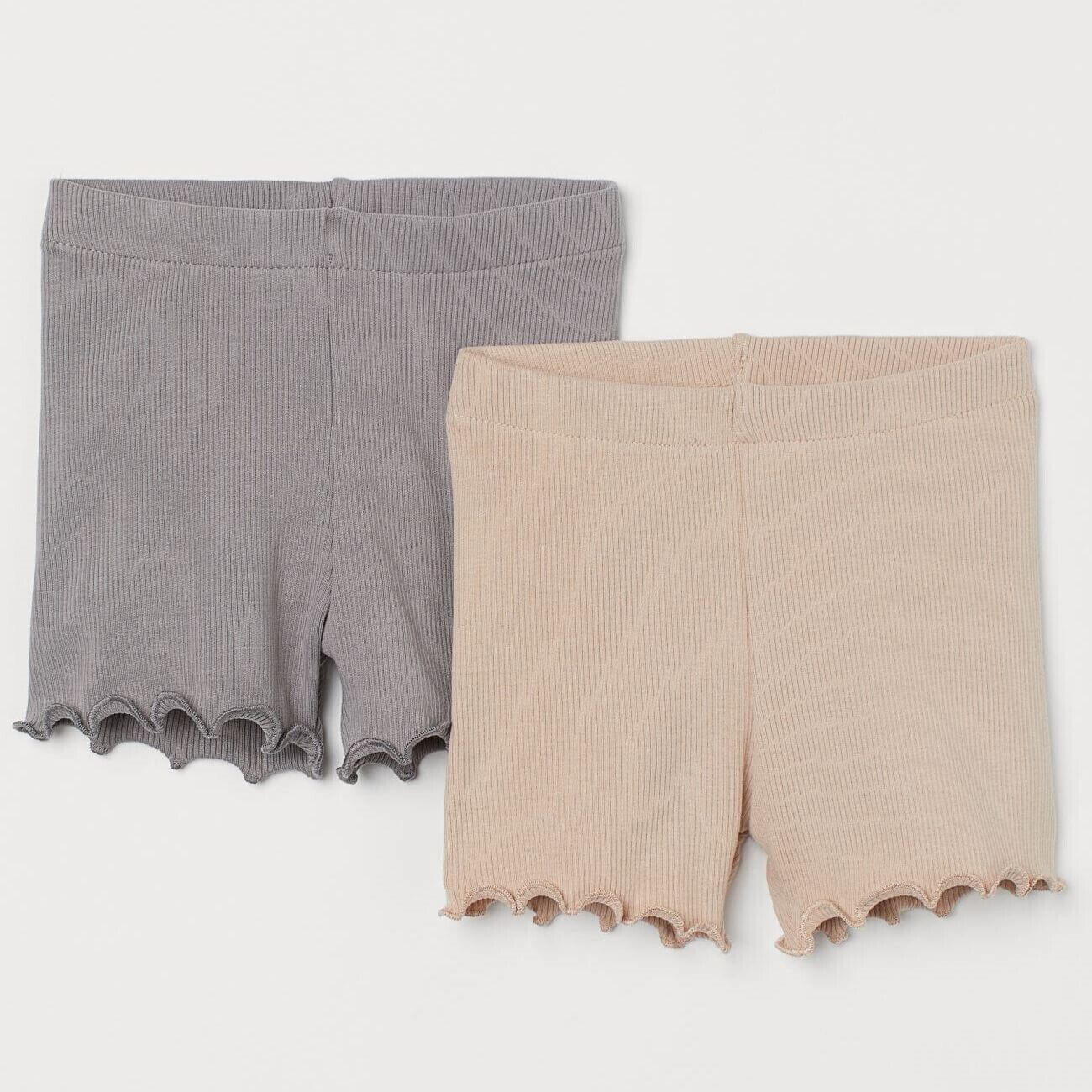 

Комплект шорт H&M Ribbed, 2 предмета, бежевый/серый