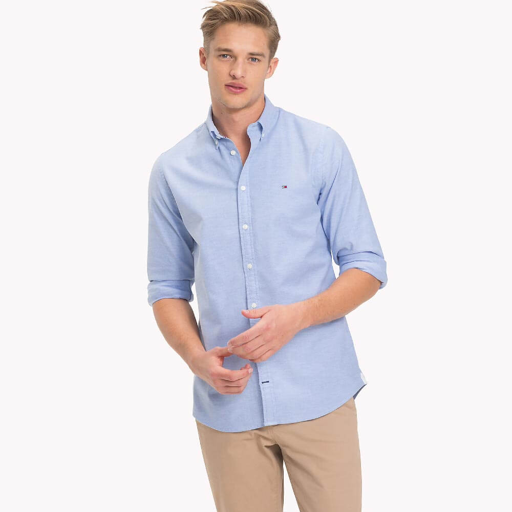 

Рубашка Tommy Hilfiger Slim Fit Stretch Cotton Oxford, голубой