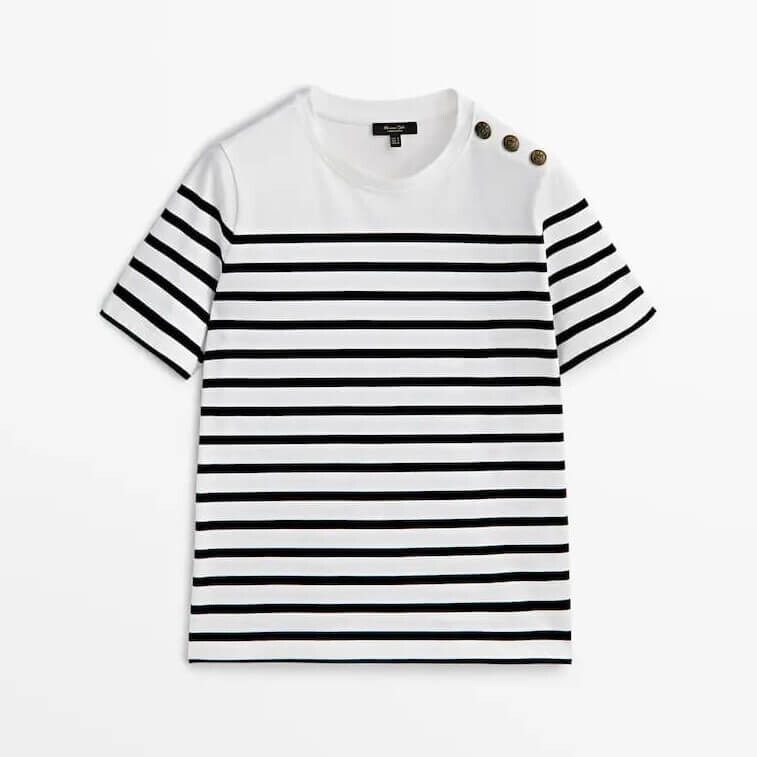 

Футболка Massimo Dutti Striped Cotton, белый