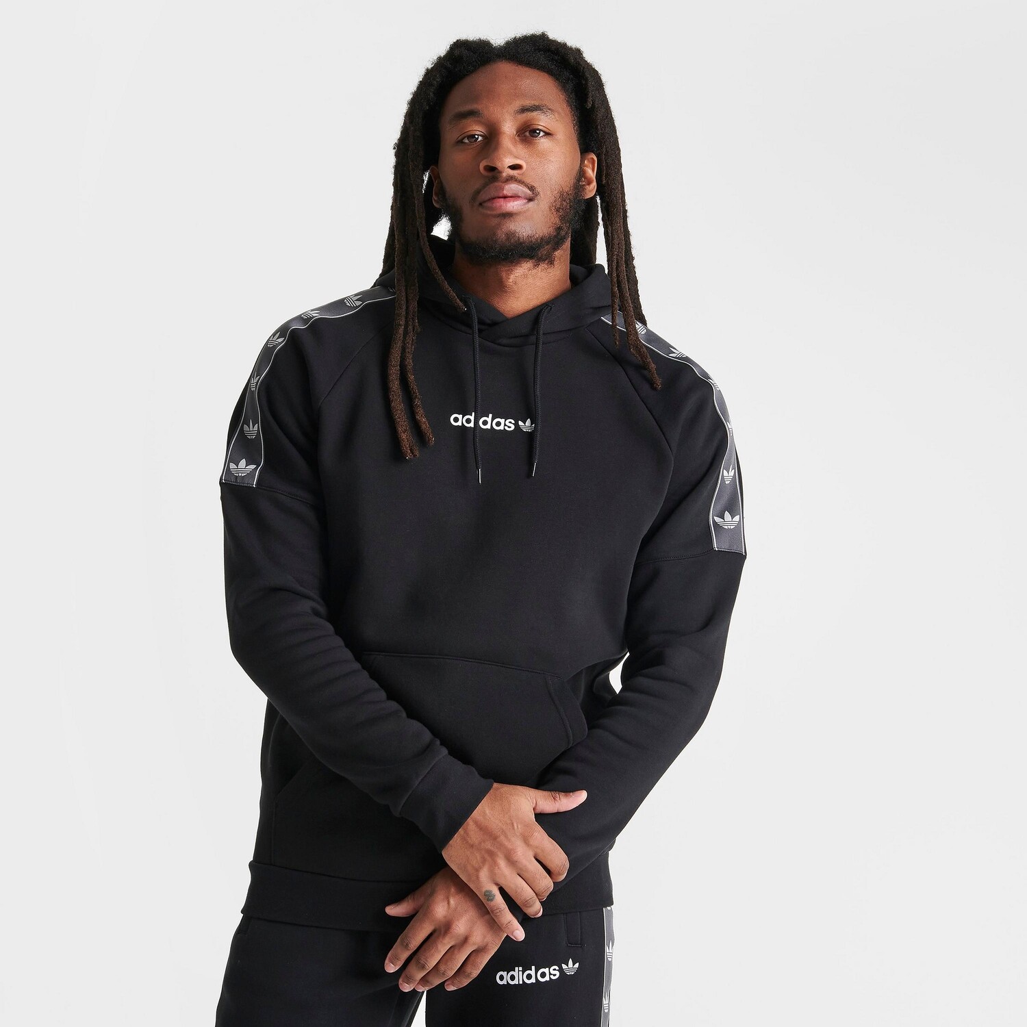 

Мужская флисовая худи с лентами Adidas Originals, черный
