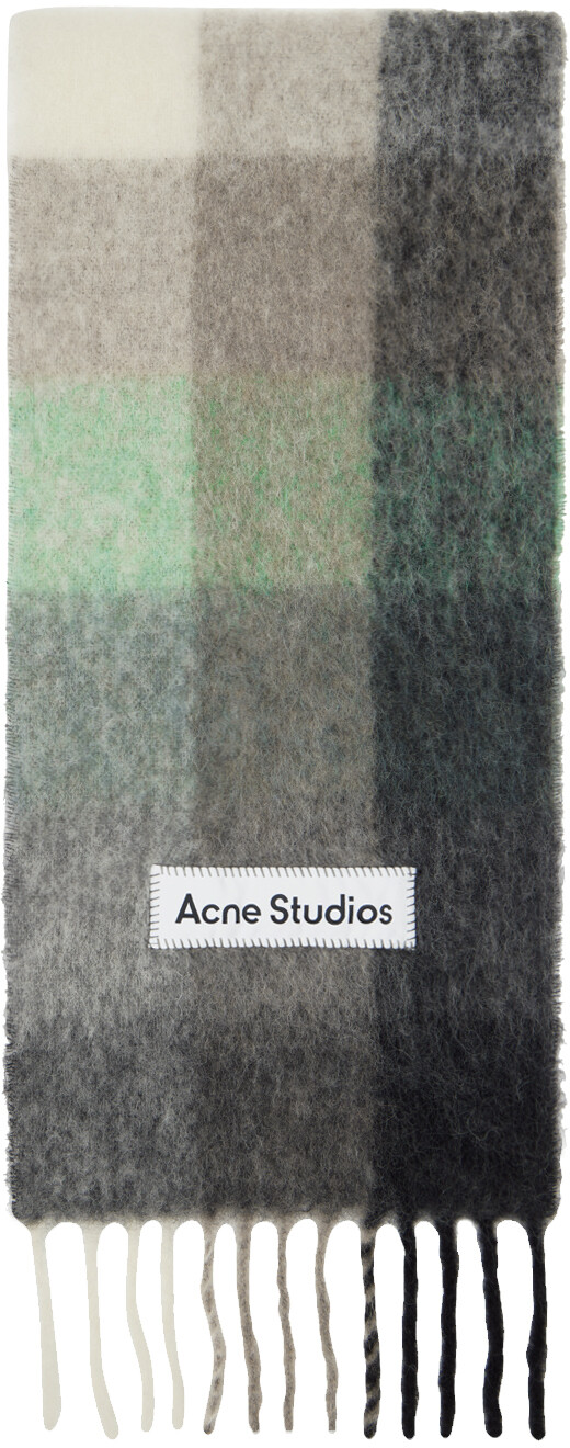 

Зелено-серый шарф в клетку Acne Studios