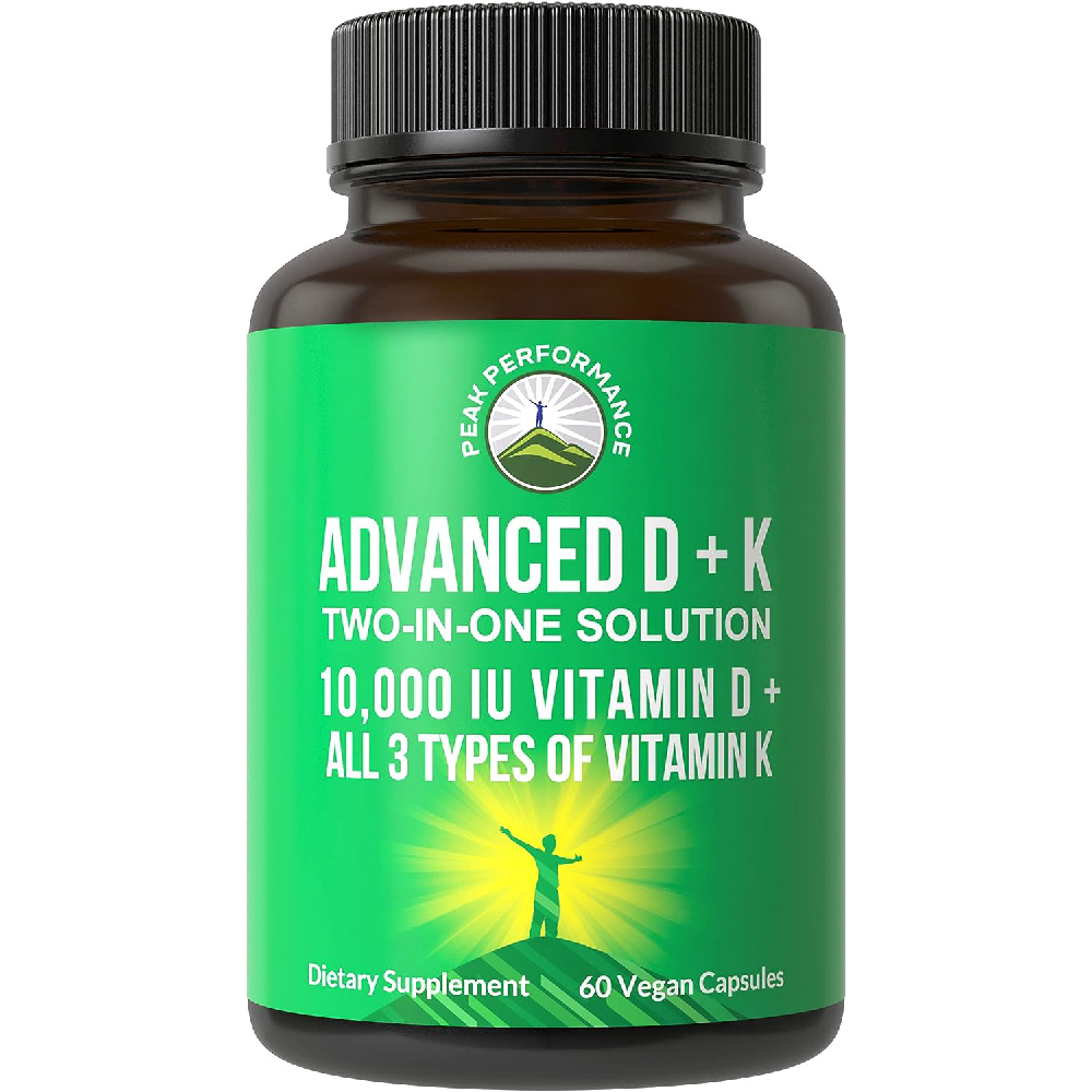 Витамин D3 и K2, K1, MK-7 (MK7), MK4 Peak Performance 10 000 МЕ, 60 капсул alpha rise adk 10 витаминная добавка с витаминами a d3 10 000 ме k2 mk7 mk4 – 90 капсул