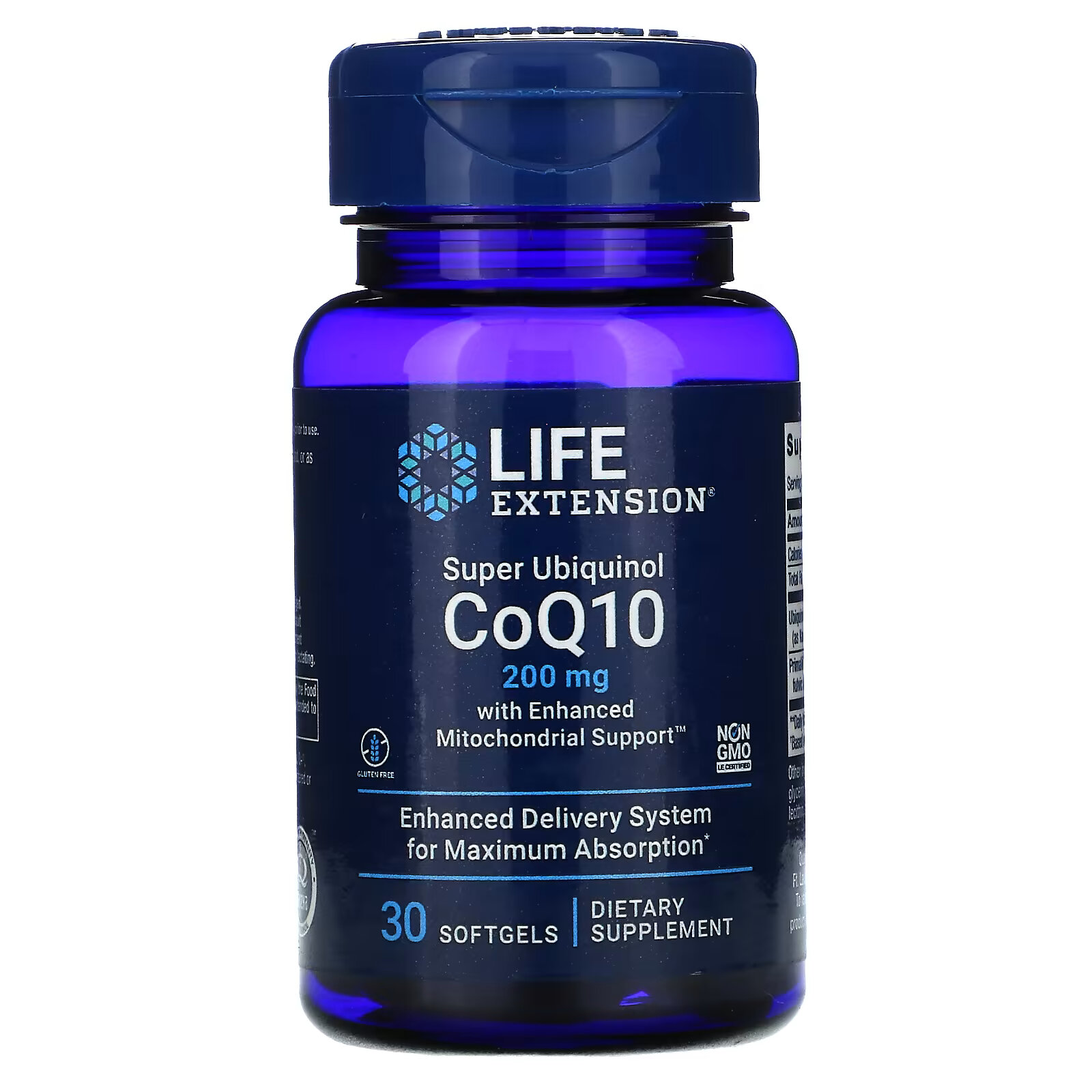 life extension super ubiquinol coq10 with enhanced mitochondrial support 100 mg 60 softgels Life Extension, Super Ubiquinol CoQ10 с улучшенной поддержкой митохондрий, 200 мг, 30 гелевых капсул