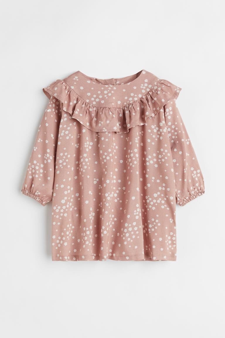 

Платье с оборкой H&M, античный розовый/маленькие цветы