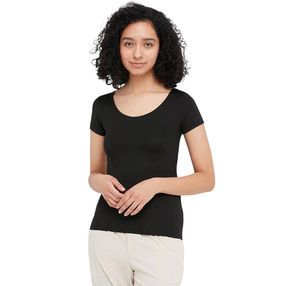 Топ Uniqlo Airism Scoop Neck, чёрный
