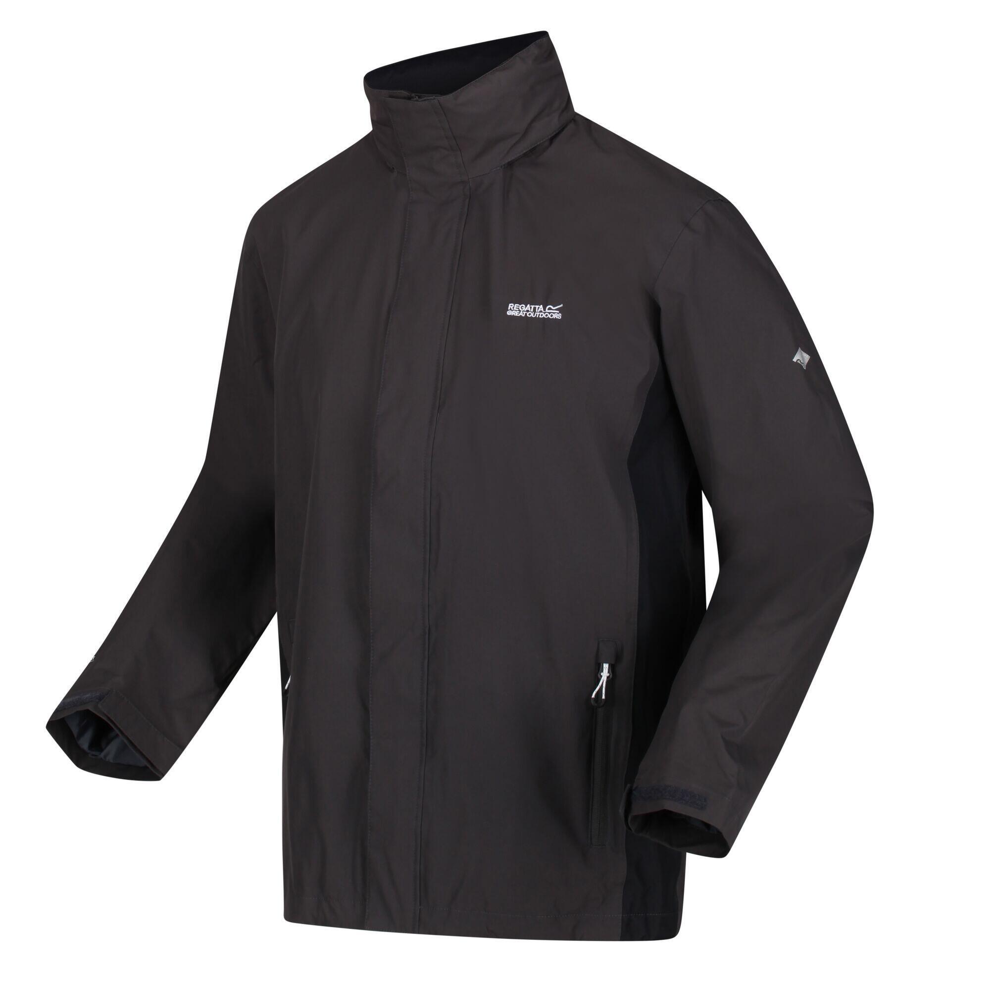 Куртка Regatta легкая матовая непромокаемая мужская прогулочная со скрытым капюшоном, черный
