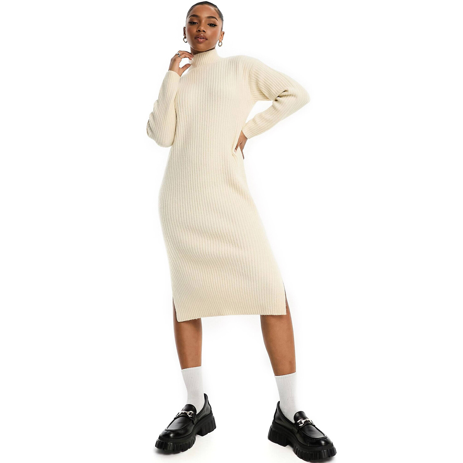 

Платье New Look Knitted Midi, кремовый, Бежевый