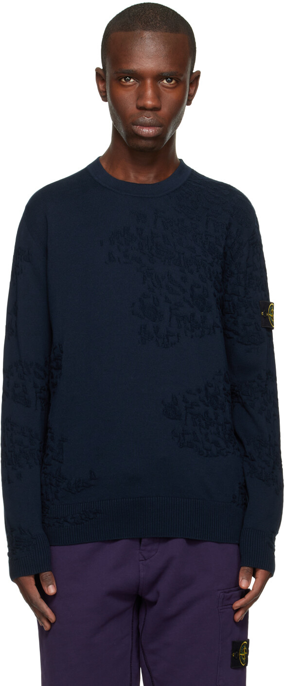 

Темно-синий жаккардовый свитер Stone Island