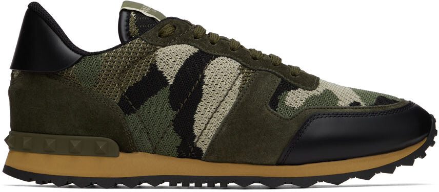 

Хаки и черные низкие кеды Rockrunner Valentino Garavani
