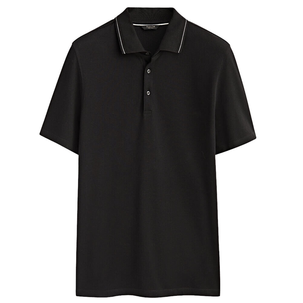 

Поло Massimo Dutti Contrast Short Sleeve Cotton, черный