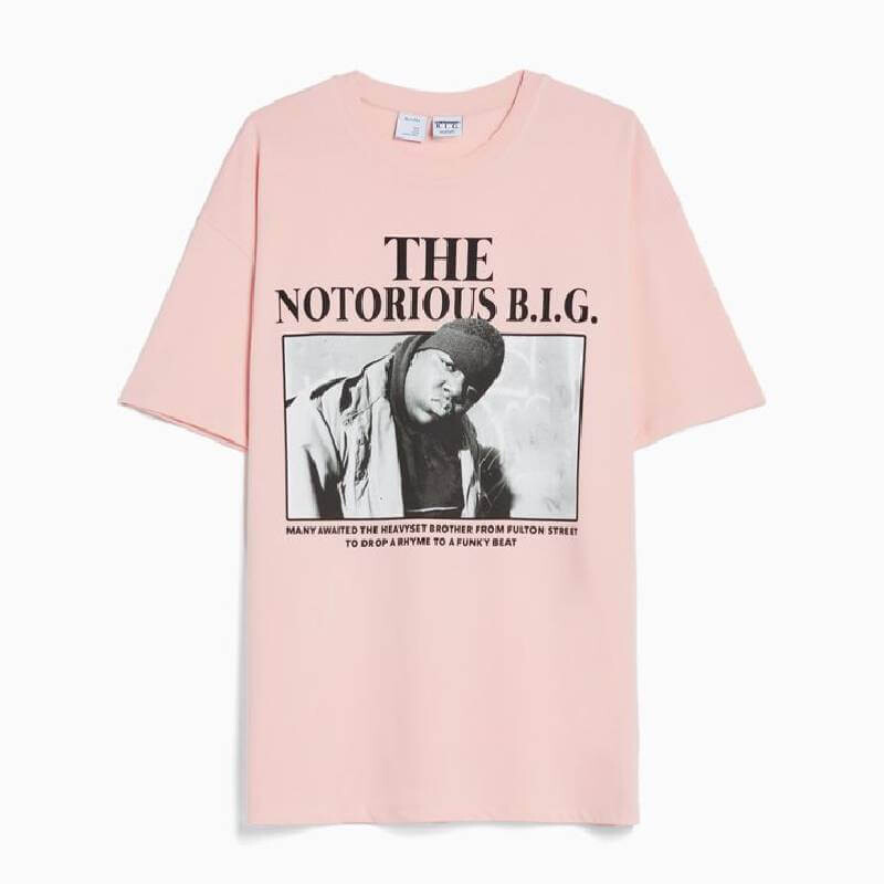 

Футболка Bershka The Notorious B.I.G. Print, розовый