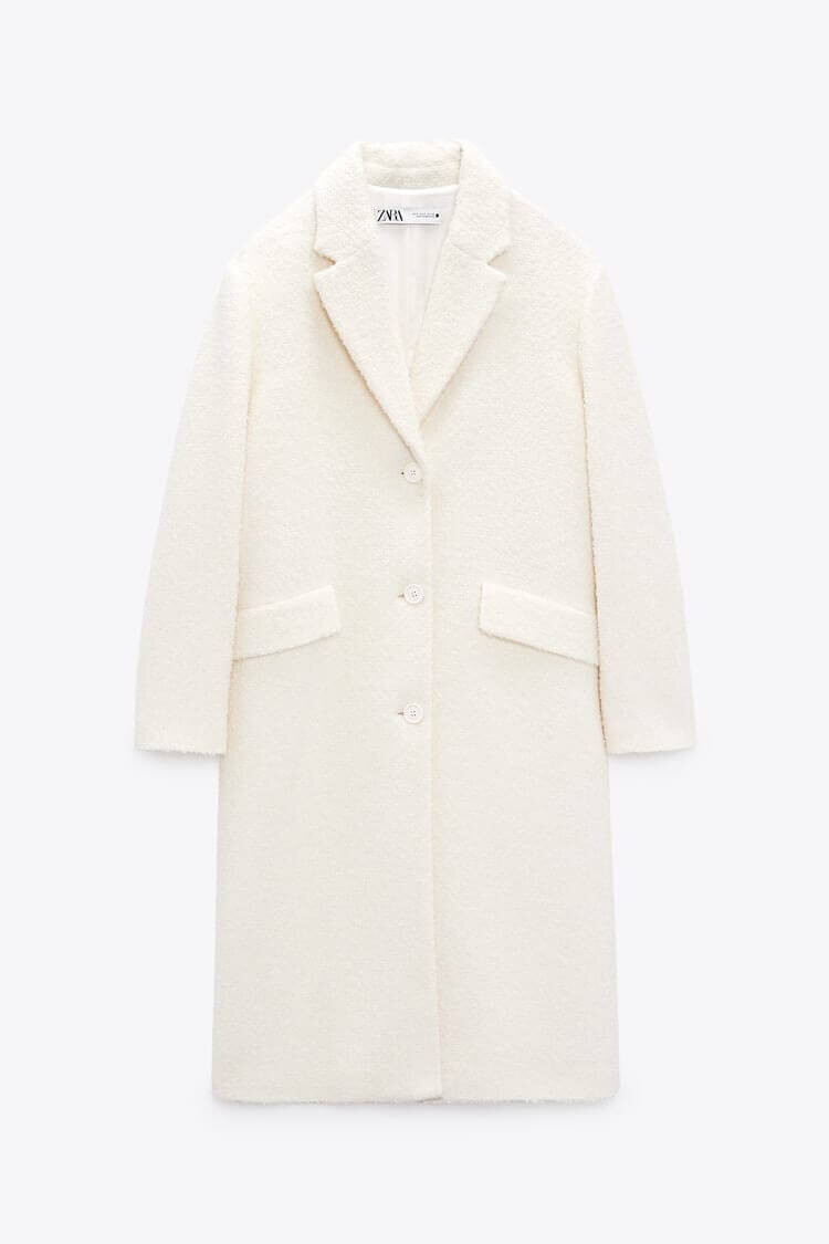 

Пальто Zara Straight Wool-Blend, экрю