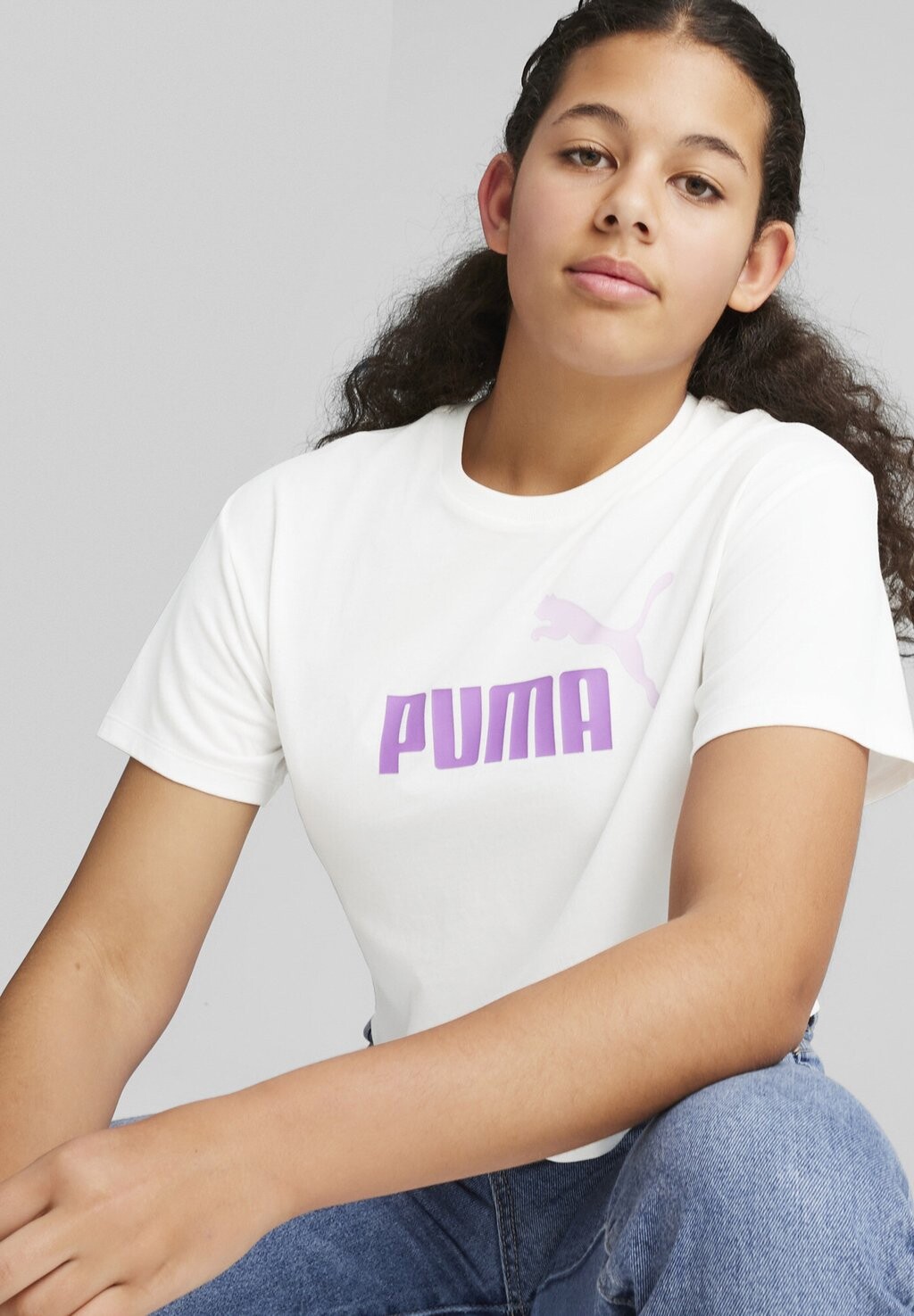 

Футболка с принтом Cropped Puma, цвет white print