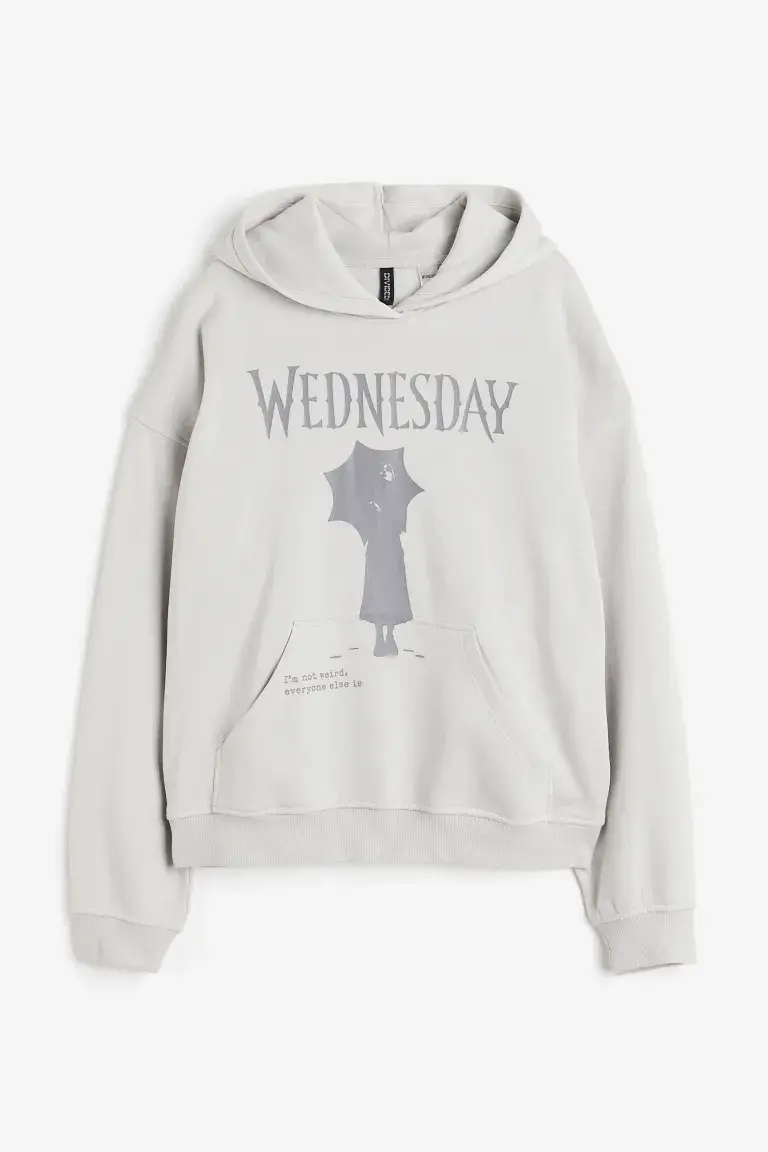 

Толстовка H&M x Wednesday Oversized Motif-detail, серый