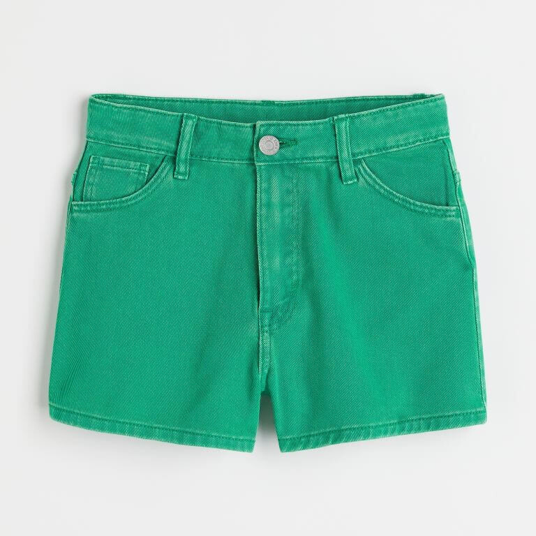 

Свободные высокие джинсовые шорты H&M, зеленый