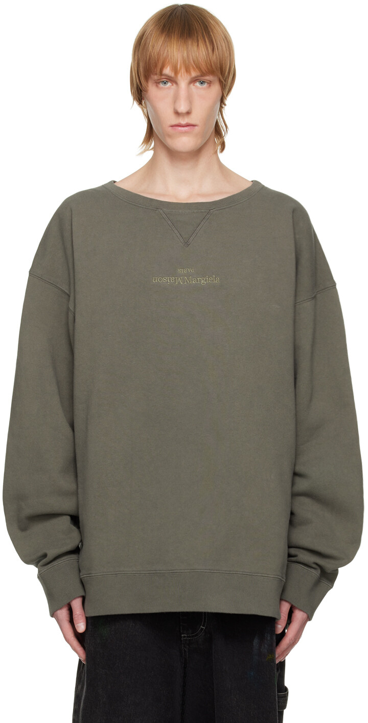 

Толстовка цвета хаки с вышивкой Maison Margiela