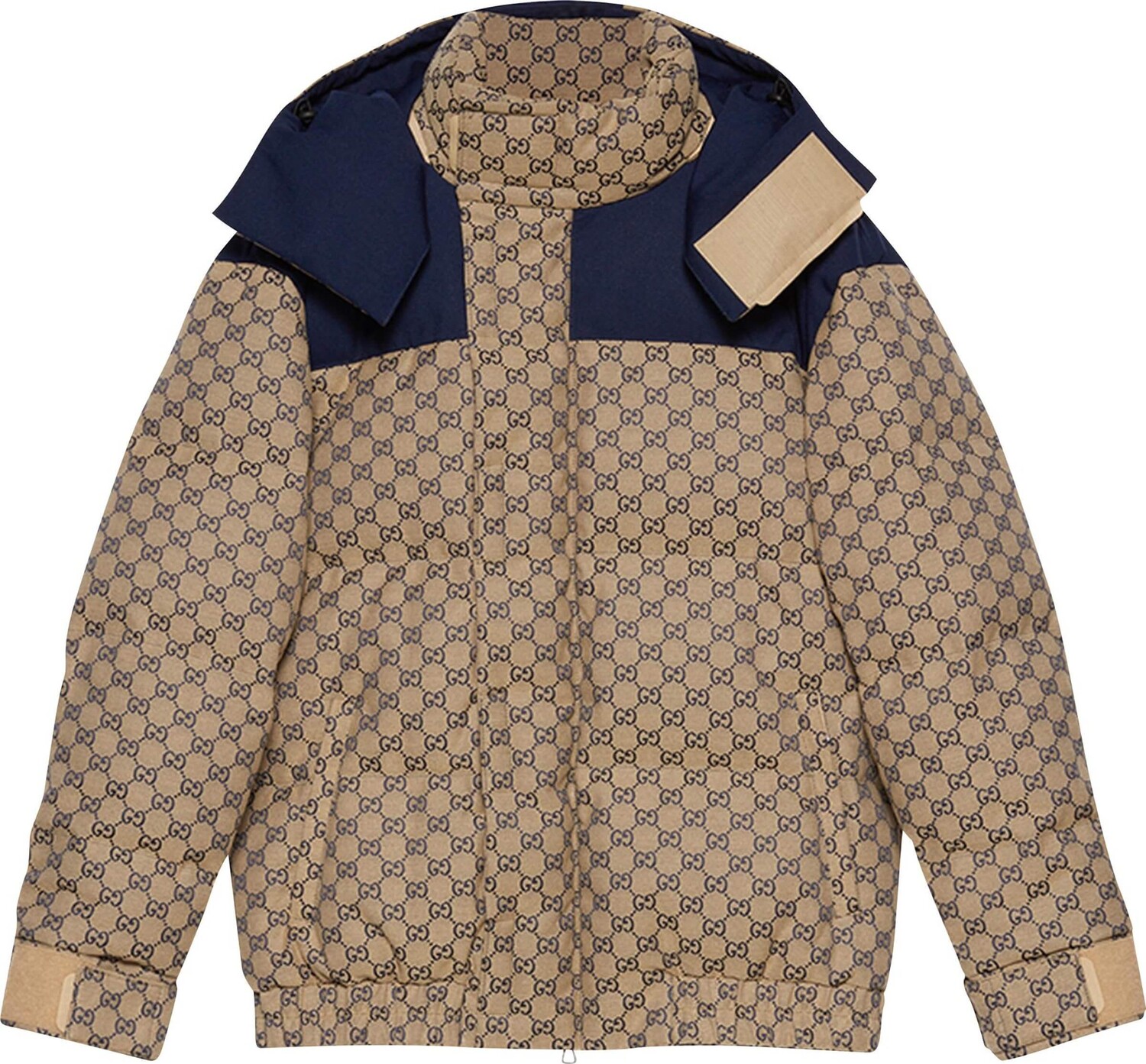 

Пуховик Gucci GG Canvas Goose, коричневый/синий