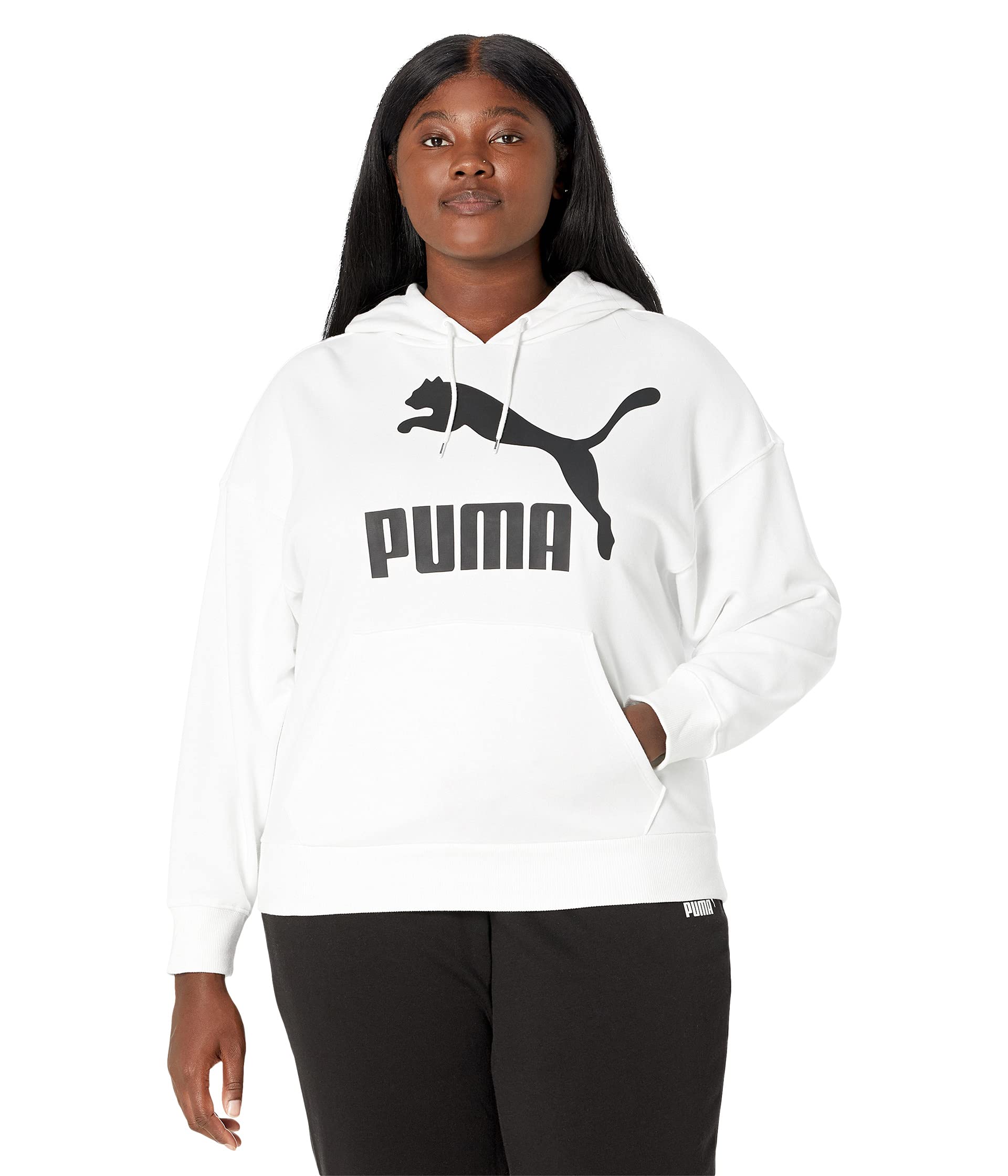 цена Толстовка Puma Plus Size Classics Logo Hoodie, бело-черный