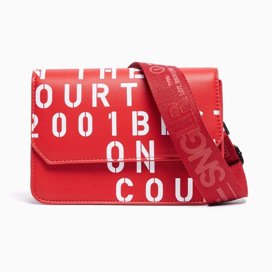 

Сумка кросс-боди Bershka With Lettering, красный