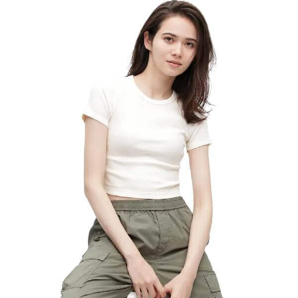

Футболка Uniqlo Cropped Crew Neck Short Sleeved, белый
