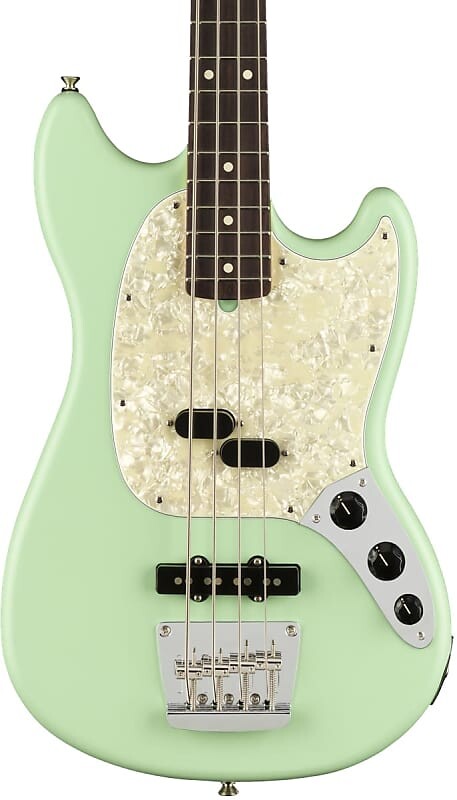 

Fender American Performer Mustang Bass RW Satin Surf Green с сумкой